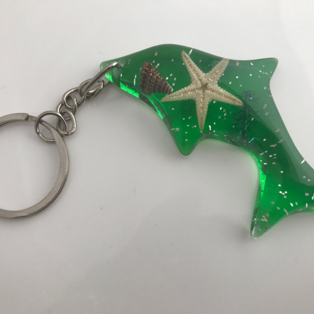 Key chain Car Key Ring Keys Holder Green Dolphin - Picture 6 of 6